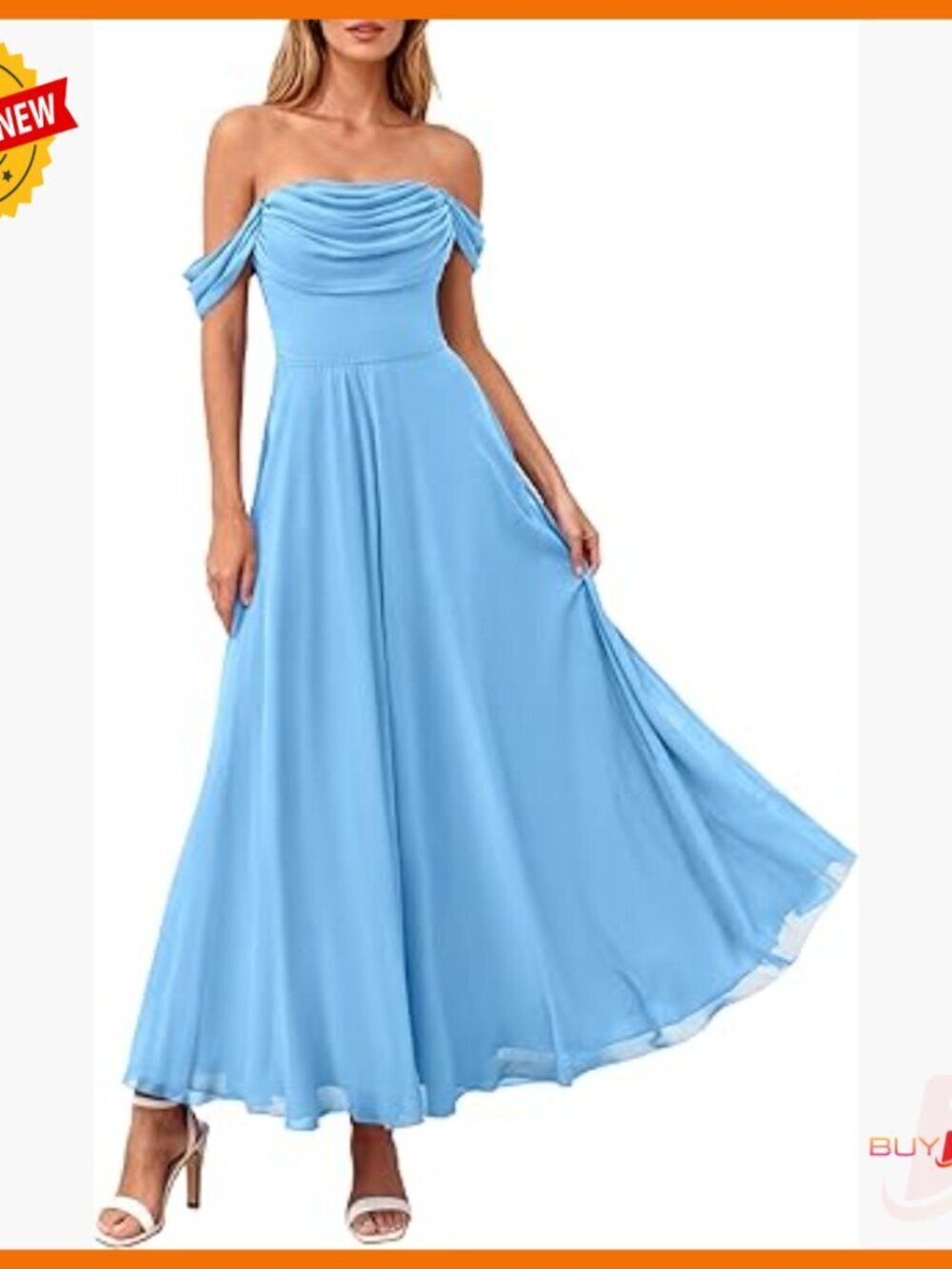 Off Shoulder Maxi Dress Mesh A-Line Ruched Cocktail Wedding Guest